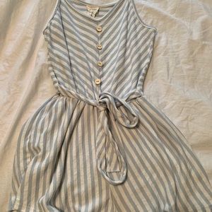 Caution to the wind blue and white stripped jumper